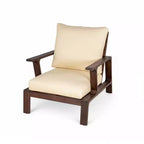 Scott Living Doris 4 Piece Outdoor Rustic Slat Design Acacia Wood Upholstered Seating Set