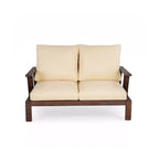 Scott Living Doris 4 Piece Outdoor Rustic Slat Design Acacia Wood Upholstered Seating Set