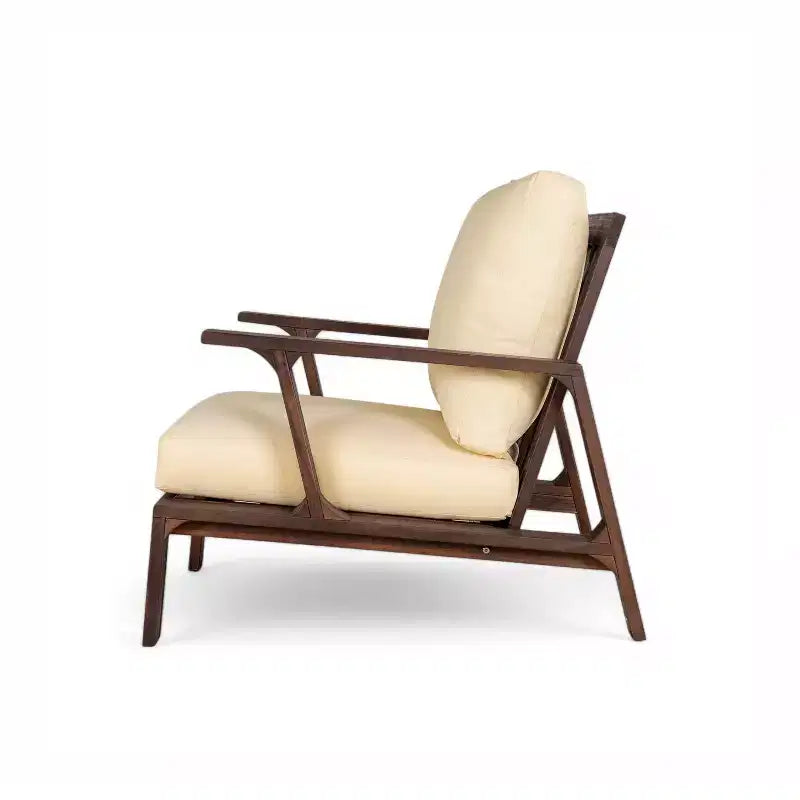Scott Living Doris 4 Piece Outdoor Rustic Slat Design Acacia Wood Upholstered Seating Set