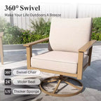 Captiva Designs 7PC Outdoor Patio Cross-Band Back Conversation Set with Thick Cushions for Deck, Garden, or Poolside