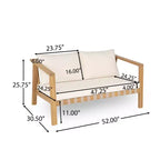 Christopher Knight Home Fraser 4-Piece Patio Slat Design Acacia Wood Upholstered Seating Set
