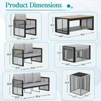 EROMMY 7 Pieces Modern Outdoor Conversation Set Sectional Sofa With Ottomans And Coffee Table