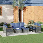 EROMMY 7 Pieces Modern Outdoor Conversation Set Sectional Sofa With Ottomans And Coffee Table