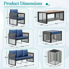 EROMMY 7 Pieces Modern Outdoor Conversation Set Sectional Sofa With Ottomans And Coffee Table