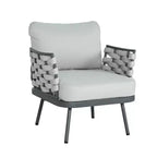Christopher Knight Home Belle 4 Piece Modern Patio Metal and Rope Upholstered Seating Set with Coffee Table