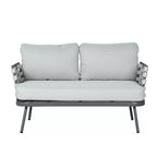 Christopher Knight Home Belle 4 Piece Modern Patio Metal and Rope Upholstered Seating Set with Coffee Table