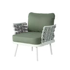 Christopher Knight Home Belle 4 Piece Modern Patio Metal and Rope Upholstered Seating Set with Coffee Table