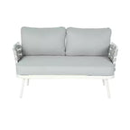 Christopher Knight Home Belle 4 Piece Modern Patio Metal and Rope Upholstered Seating Set with Coffee Table