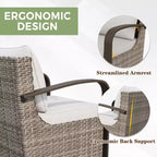 EAGLE PEAK Coastal Vista Outdoor Patio Furniture Set, Half-Moon Curved Wicker Patio Conversation Set with Coffee Table