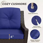 EAGLE PEAK Azure Bay 5 Pieces Wicker Outdoor Patio Furniture Set , Sofa and Chairs with Ottomans
