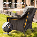 EAGLE PEAK Azure Bay 5 Pieces Wicker Outdoor Patio Furniture Set , Sofa and Chairs with Ottomans