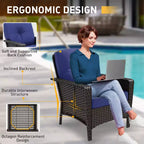 EAGLE PEAK 4 Piece Patio Rattan Furniture Conversation Set, Wicker Outdoor Couch and Chairs Set with Coffee Table