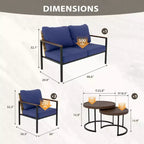 EAGLE PEAK Sunset Dune Collection Modern Outdoor Furniture Set, 5 Piece Patio Wicker Conversation Set with Cushions