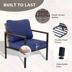 EAGLE PEAK Sunset Dune Collection Modern Outdoor Furniture Set, 5 Piece Patio Wicker Conversation Set with Cushions