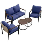 EAGLE PEAK Sunset Dune Collection Modern Outdoor Furniture Set, 5 Piece Patio Wicker Conversation Set with Cushions
