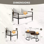 EAGLE PEAK Sunset Dune Collection Modern Outdoor Furniture Set, 5 Piece Patio Wicker Conversation Set with Cushions