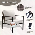 EAGLE PEAK Sunset Dune Collection Modern Outdoor Furniture Set, 5 Piece Patio Wicker Conversation Set with Cushions