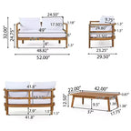 Christopher Knight Home Aggie Outdoor Acacia Wood 4 Seater Chat Set with Cushions, Teak/White