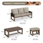 EAGLE PEAK 4 Pieces Natural Cedar Wood Conversation Set, Outdoor Patio Furniture with 2 Ottomans and Coffee Table
