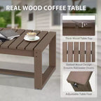 EAGLE PEAK 4 Pieces Natural Cedar Wood Conversation Set, Outdoor Patio Furniture with 2 Ottomans and Coffee Table