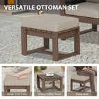 EAGLE PEAK Natural Cedar Wood Conversation Set, Outdoor Patio Furniture with 2 Ottomans and Coffee Table