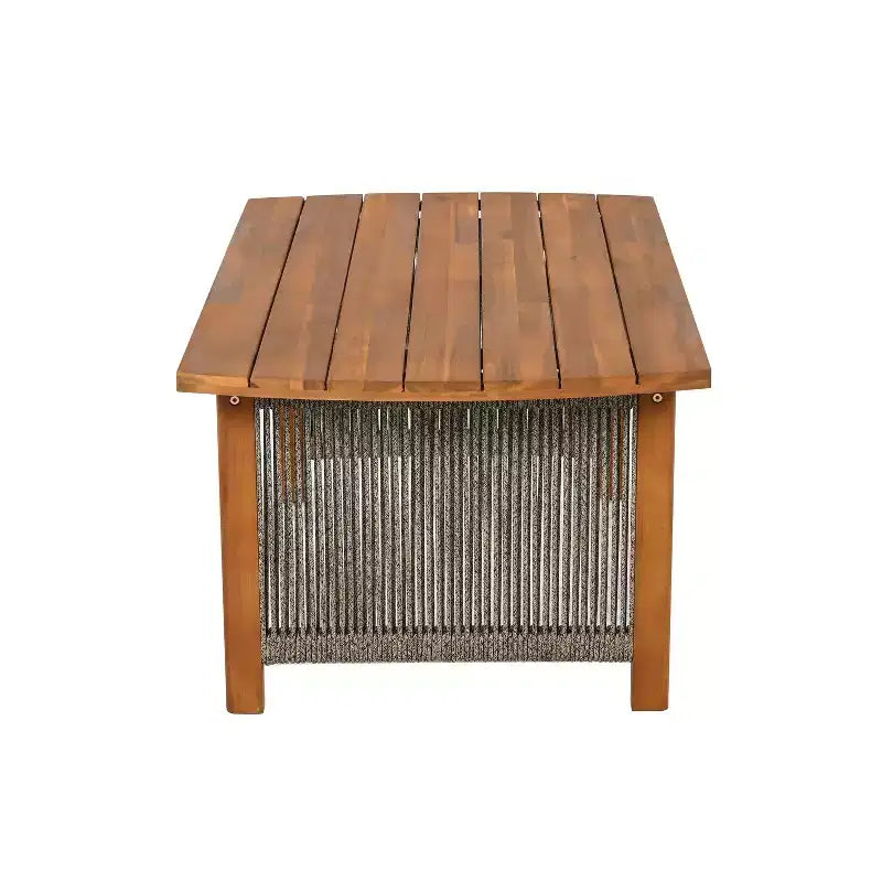 Christopher Knight Home Valentina Patio 4 Piece Rustic Rope Weave Acacia Wood Furniture Set with Cushions