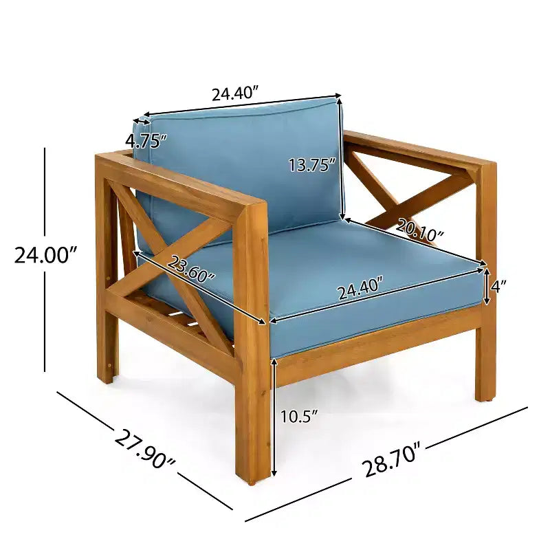 Christopher Knight Home Callum Transitional 3 Piece Patio Acacia Wood Club Chairs with Rectangle Accent Table