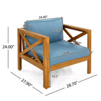 Christopher Knight Home Callum Transitional 3 Piece Patio Acacia Wood Club Chairs with Rectangle Accent Table