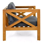 Christopher Knight Home Callum Transitional 3 Piece Patio Acacia Wood Club Chairs with Rectangle Accent Table