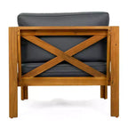 Christopher Knight Home Callum Transitional 3 Piece Patio Acacia Wood Club Chairs with Rectangle Accent Table
