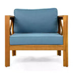 Christopher Knight Home Kairos Transitional 3 Piece Patio Acacia Wood Club Chairs with Round Accent Table
