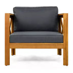 Christopher Knight Home Kairos Transitional 3 Piece Patio Acacia Wood Club Chairs with Round Accent Table
