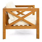 Christopher Knight Home Kairos Transitional 3 Piece Patio Acacia Wood Club Chairs with Round Accent Table
