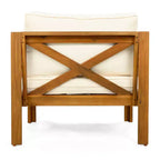 Christopher Knight Home Kairos Transitional 3 Piece Patio Acacia Wood Club Chairs with Round Accent Table