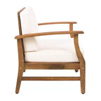Christopher Knight Home Bennett Rustic 3 Piece Patio Acacia Wood Club Chairs with Round Accent Table