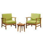 Christopher Knight Home Bennett Rustic 3 Piece Patio Acacia Wood Club Chairs with Round Accent Table