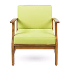 Christopher Knight Home Bennett Rustic 3 Piece Patio Acacia Wood Club Chairs with Round Accent Table