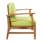 Christopher Knight Home Bennett Rustic 3 Piece Patio Acacia Wood Club Chairs with Round Accent Table