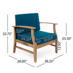 Christopher Knight Home Bennett Rustic 3 Piece Patio Acacia Wood Club Chairs with Round Accent Table