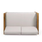 GDFStudio Allegra Outdoor Acacia Wood and Wicker Loveseat and Coffee Table Set with Cushions