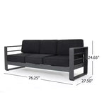 GDFStudio Crested Bay Outdoor Aluminum 8 Seater Chat Set with Cushions