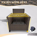 EAGLE PEAK Ocean Vista 4 piece Wicker Outdoor Patio Seating Set, Variated Wicker Conversation Dining Chairs Set with Cushions