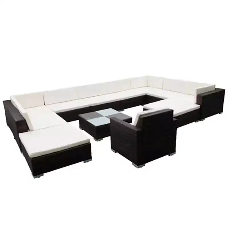vidaXL Patio Furniture Set Set of 12 Brown Powder-coated steel Large