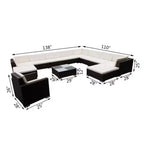 vidaXL Patio Furniture Set Set of 12 Brown Powder-coated steel Large