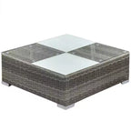 vidaXL 5-Piece Outdoor Patio Lounge Set - Poly Rattan, Gray, with Cushions, Removable Covers and Tea Table - Perfect for Poolside, Garden, Backyard