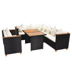 vidaXL Patio Furniture Set Set of 5 Black and Cream White Poly Rattan