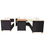 vidaXL Patio Furniture Set Set of 5 Black and Cream White Poly Rattan