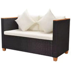 vidaXL Patio Furniture Set Set of 5 Black and Cream White Poly Rattan