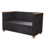vidaXL 5 Piece Patio Lounge Set with Cushions Poly Rattan Black