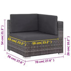 vidaXL Patio Lounge Set - 6-Piece Poly Rattan Gray Sectional Sofa Set with Coffee Table and Ottoman - Comfortable Outdoor Seating with Cushions